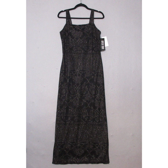 Y2K 90s Vintage Byer Too Maxi Dress Black Metallic Fairy Whimsigoth Grunge NWT - Picture 1 of 15